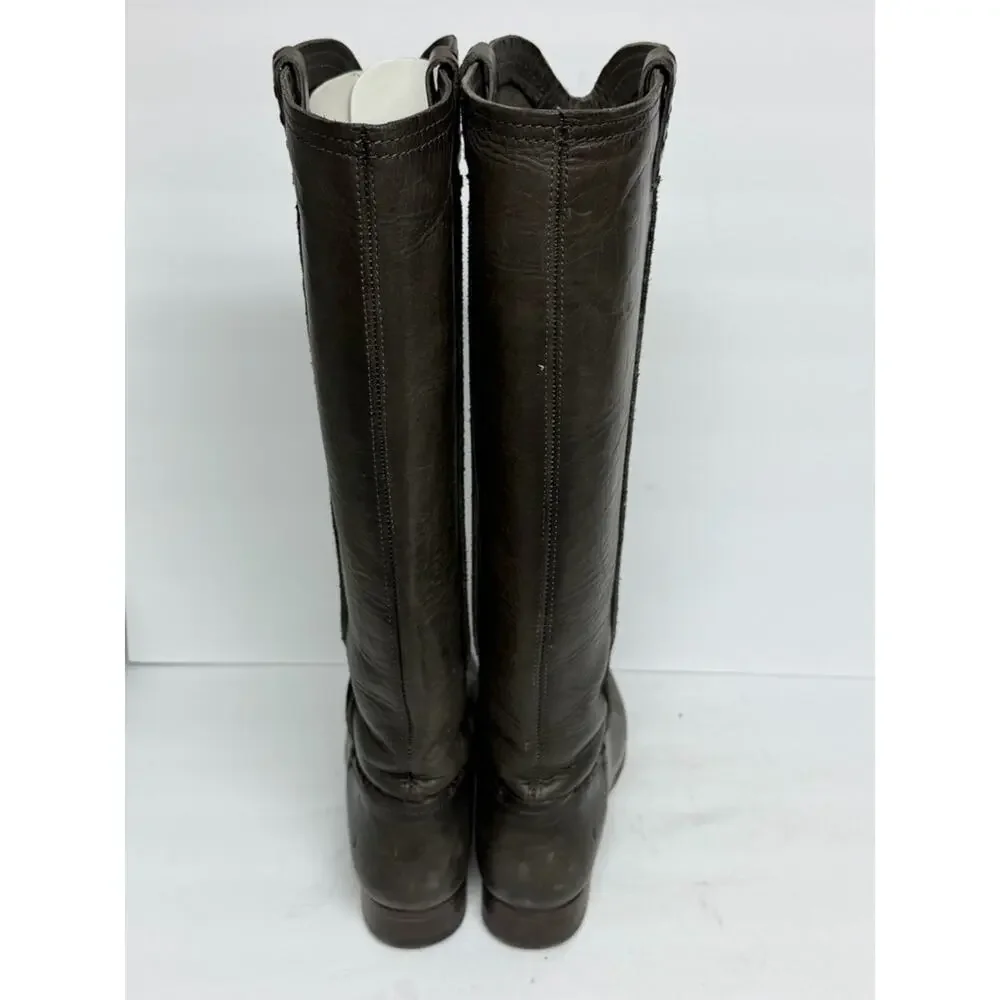 FRYE Womens Cara Pull-On Tall Leather Boot US 7.5 Smoke/Grey #78328 WORN ONCE